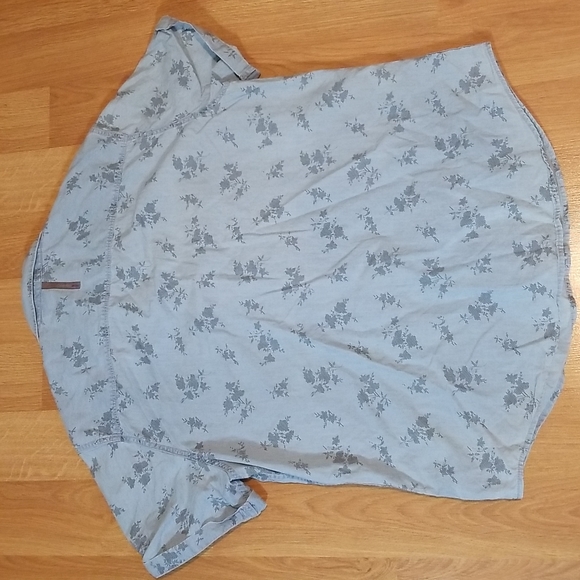 Calvin Klein Jeans mens short sleeve button down leaf print shirt blue XL EUC - Picture 8 of 9